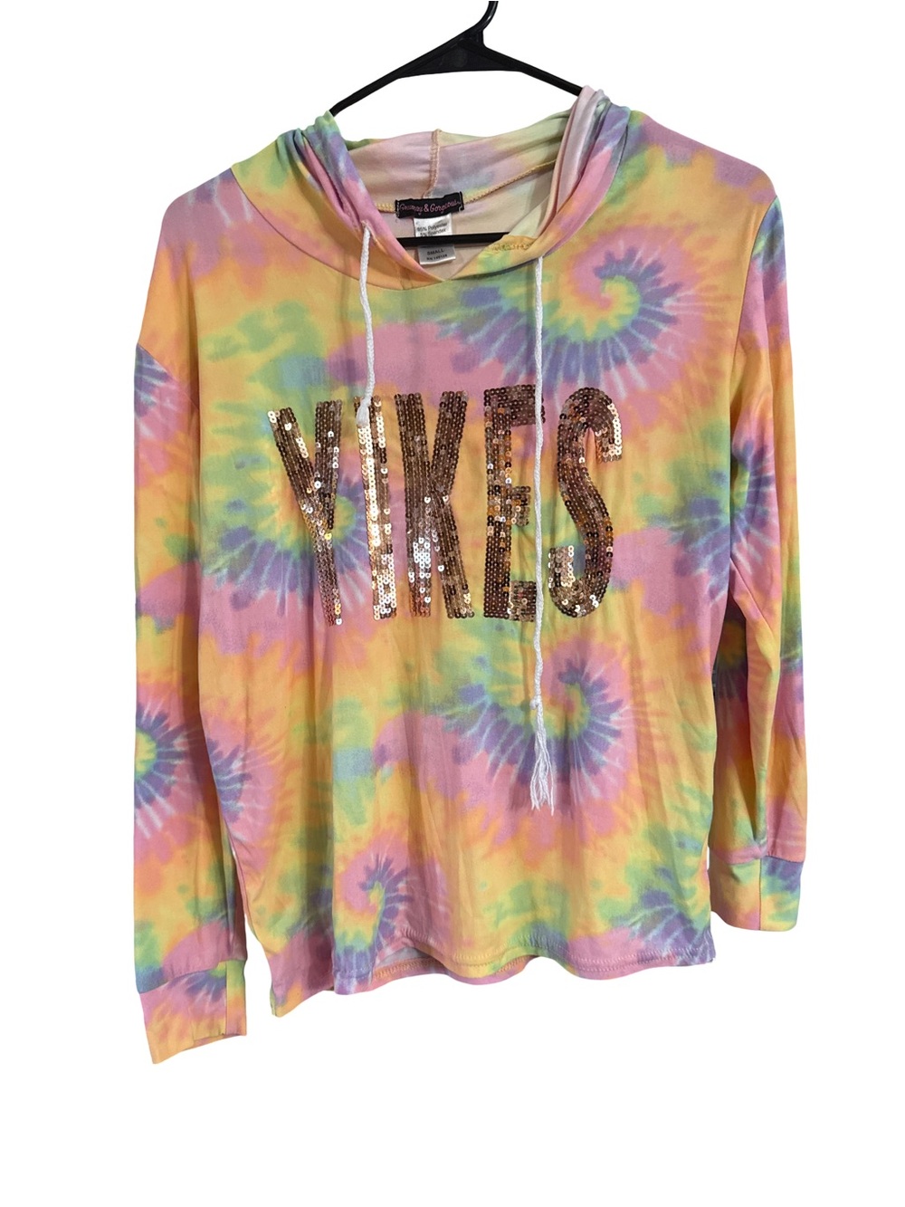 Kids Tie-Dye Sequin 'YIKES' Hoodie Top - Multicolor